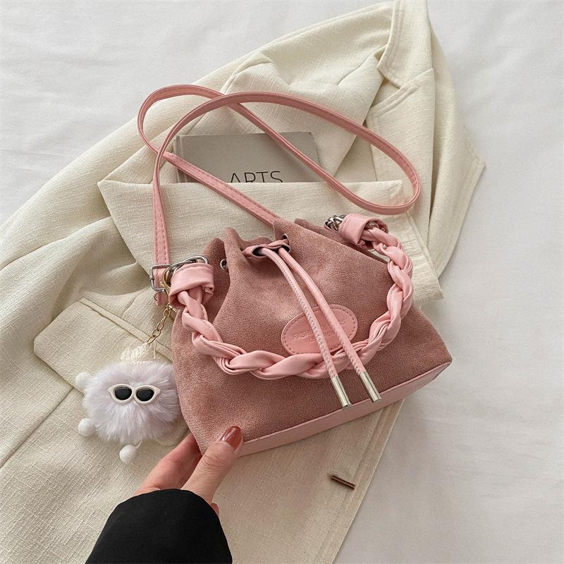 

Женская сумка, сумка-ведро, сумка через плечо в стиле иностранного стиля, матовая плетеная веревка, сумка-ведро, модная универсальная сумка-мессенджер.