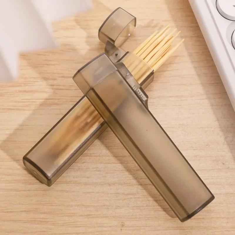 1-20PCS Portable Mini Plastic Toothpick Holders Box Pocket Toothpick Case with Spring Switch Outdoor Travel Home Restaurant Supply