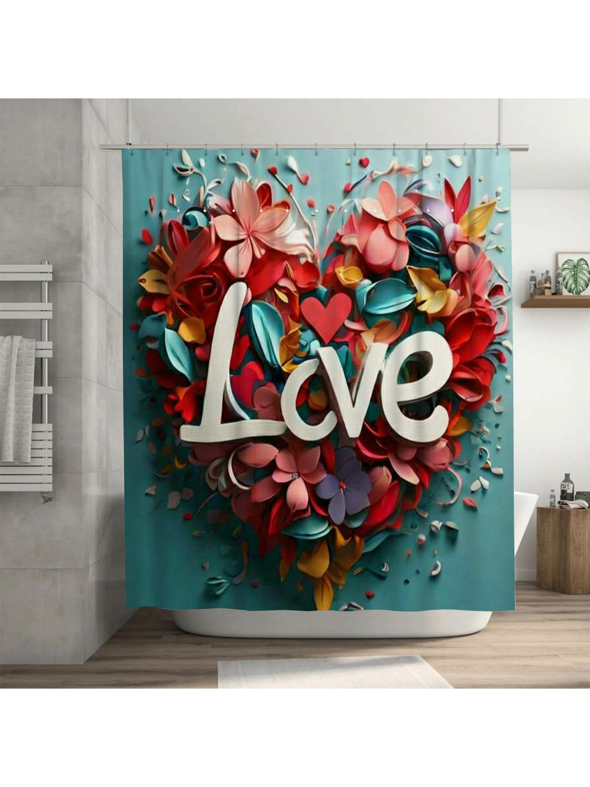 

3D Love Shower Curtain | Colorful And Romantic Bathroom Decor W60H190(CM)-1 Pcs