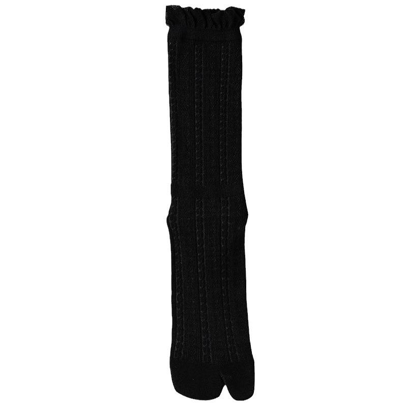 Women's Summer Cotton Mesh Boneless White Breathable Lace Two Toe Pile Socks