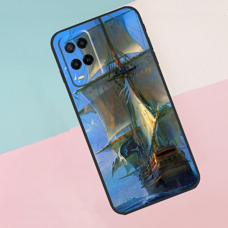 

Sailing Pirate Ship Boat For Oppo A17 A77 A60 A74 A94 A54 A18 A38 A58 A78 A98 A40 A80 A16 A76 A96 A15 A57S Phone Case OPPO A74 5G