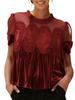 Women's Elegant Velvet Lace Round Neck Bell Sleeve Top