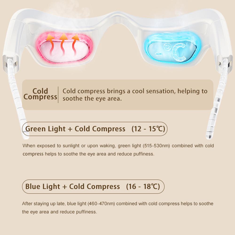 Eye Red Light Therapy Device Cold Hot Compress Glasses Microcurrent Eye Massager 7 Color Light Eye Mask for Eye Bags Wrinkles