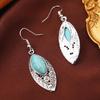 Bohemian Ethnic Retro Turquoise Leaf Earrings