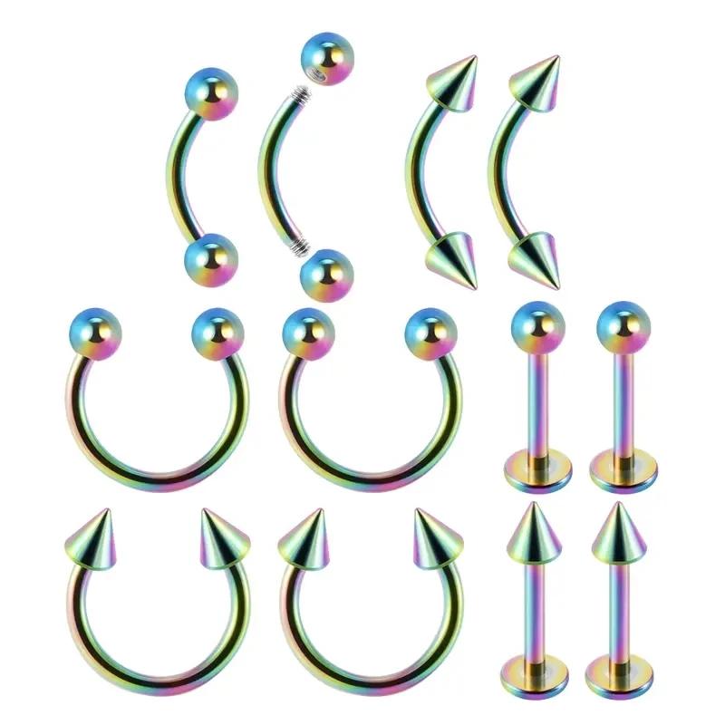5/12 Stück Chirurgenstahl Körperpiercing Schmuck Los Großhandel Nasenring Zungenpiercing Barren Los Augenbrauen Labret Piercing Hufeisenring Los Packung