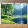 1, 2D banner, waterfall and green landscape polyester banner, room and party decoration, photography background