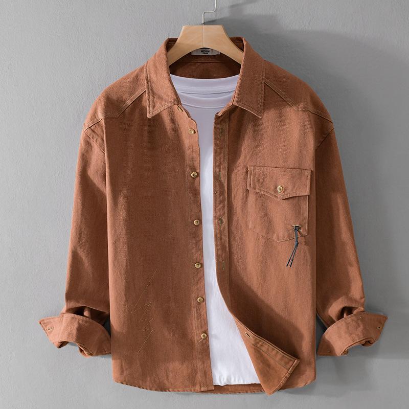 

Весна/осень рубашка карго мужская уличная молодежная свободная рубашка в японском стиле повседневная рубашка с длинным рукавом и карманом красивая мужская одежда XXXL кирпич красный