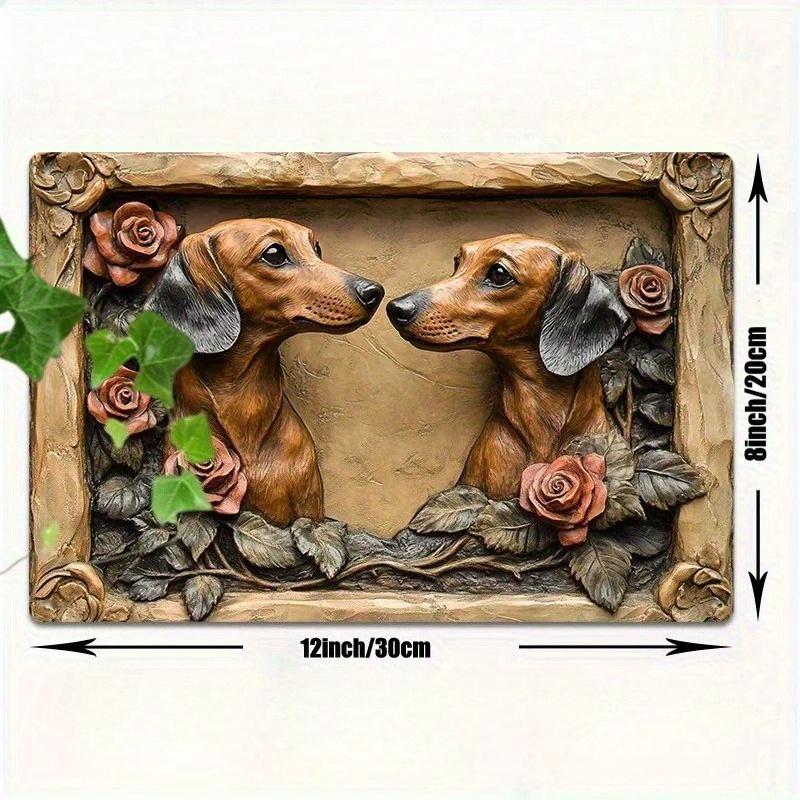 

2d Flat 30*20cm Weather Resistant Wooden Dachshund Wall Art, Dual Weenie Dogs Design for Home, Office, Kitchen, Garden, Bedroom, Bar. 30*20cm
