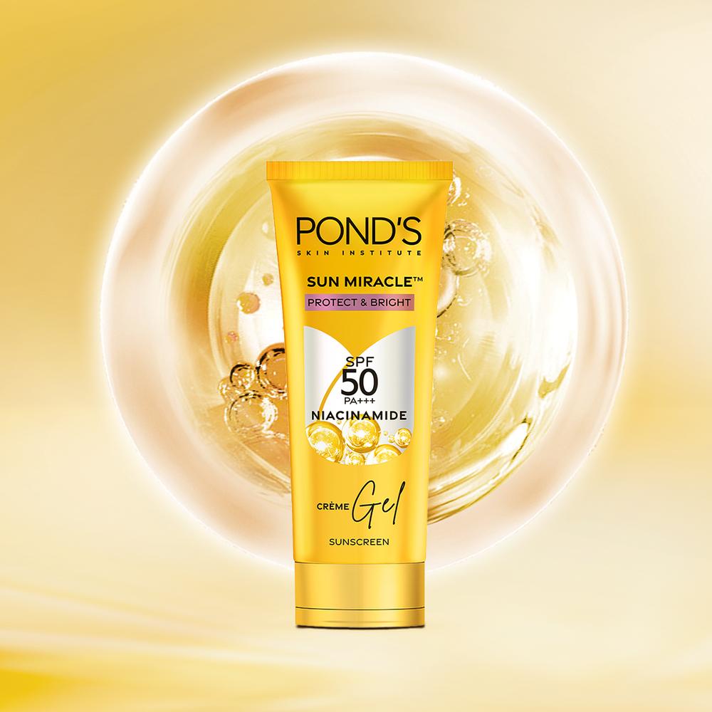 Pond’s Sun Miracle SPF 50 Sunscreen 100g For Face With Niacinamide | No White Cast, Lightweight, Brightening UV & Blue Light Protection