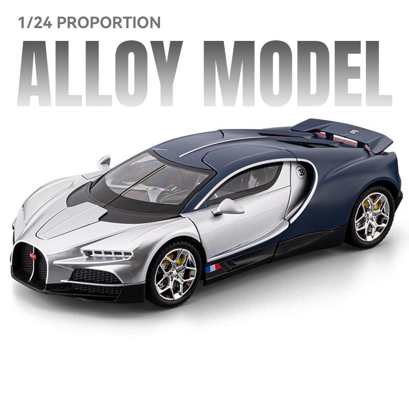 1:24 Tourbillon Chiron Legering Sportwagen Model Diecast Metaal Race Super Voertuigen Auto Model Simulatie Geluid en Licht Kinder Cadeau
