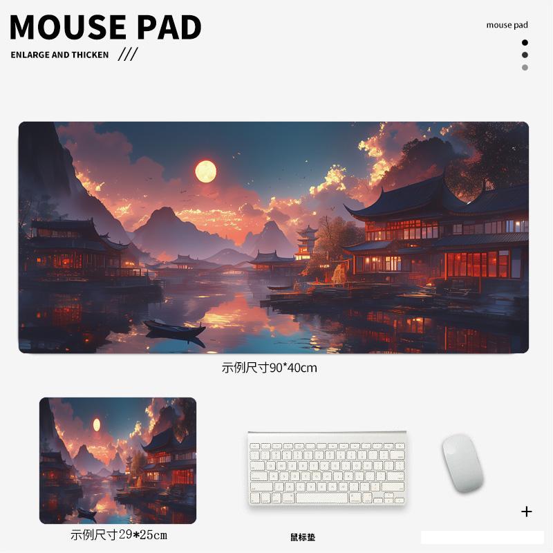 Mouse pad Chinese style landscape moonlight large size desk mat cool mousepad x antislip esports learning  gamer desktop