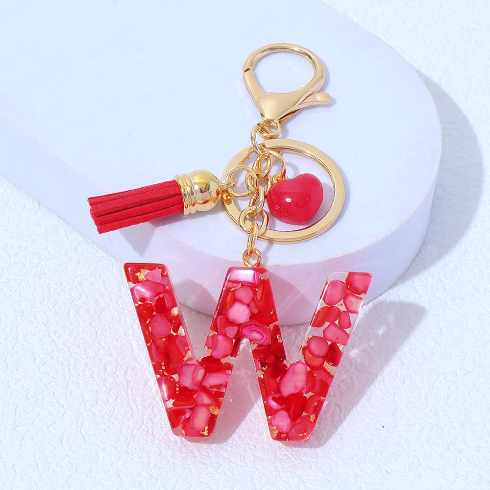 Roter A-Z Alphabet Initialen Schlüsselanhänger Niedliches Herz Quaste Harz Anhänger Schlüsselringe Handtaschen Anhänger Auto Anhänger Anhänger Frauen Geschenke