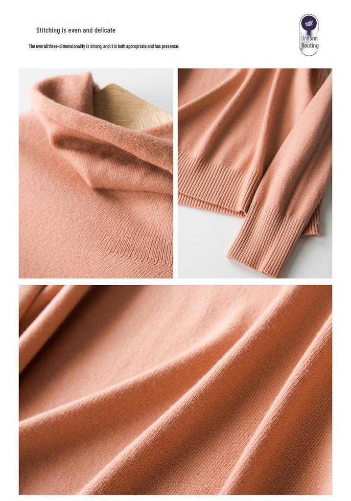 Wool Blend Women's High Neck Turtleneck Knit - 2025 Autumn/Winter Korean Style Slim Fit