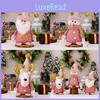 Delightful Pink Sitting Gnome Snowman And Reindeer Figures Ideal For Whimsical Christmas Decoration