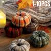 Vintage Plaid Fabric Pumpkin Ornament Halloween Thanksgiving Harvest Home Decor Autumn Tabletop Centerpiece Farmhouse Decoration