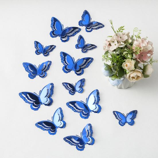 12 Pcs 3 Layers Wing Butterfly Wall Decor Removable 3D Hollow Butterfly Wall Decals for Crafts Home Bedroom Baby Shower Birthday Party Cake Decoration