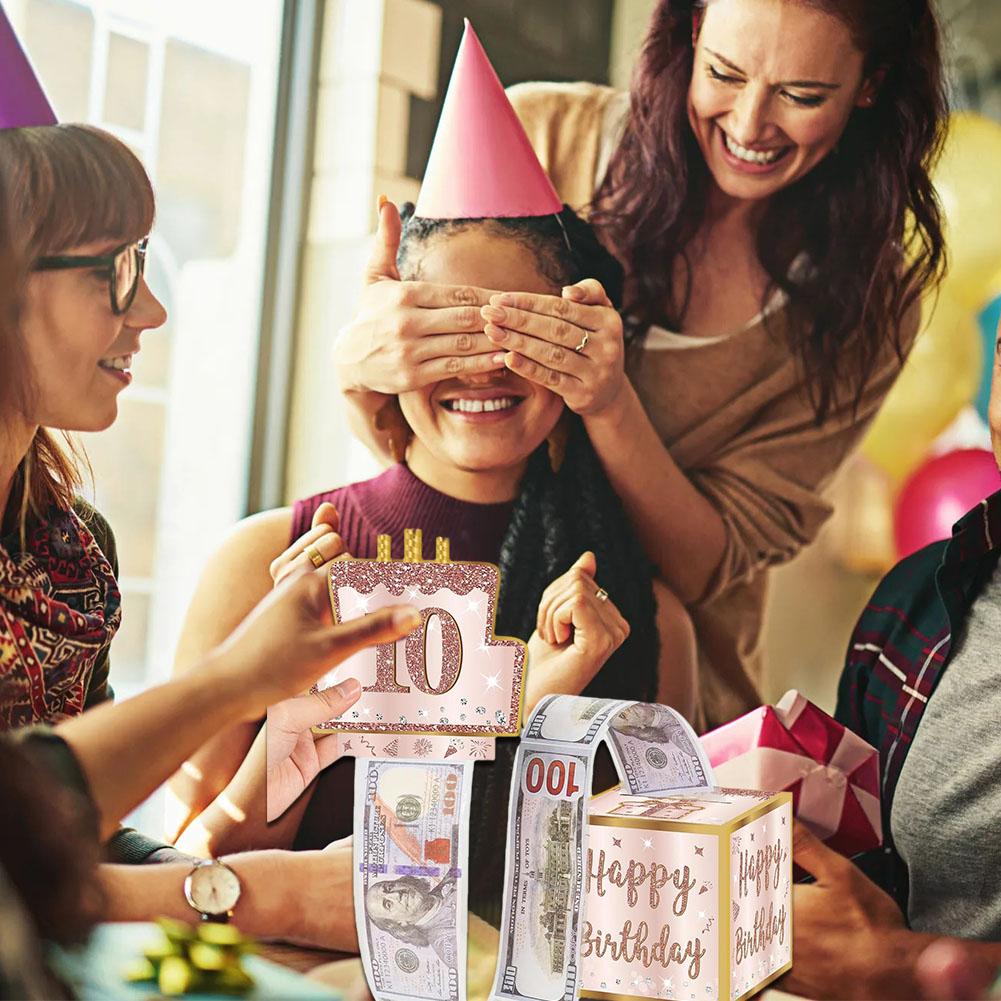 Birthdays Money Box For Cash Pull Money Pulling Box Cash Gift Boxes Happy Birthday Surprise Party Favors Decor X4V9