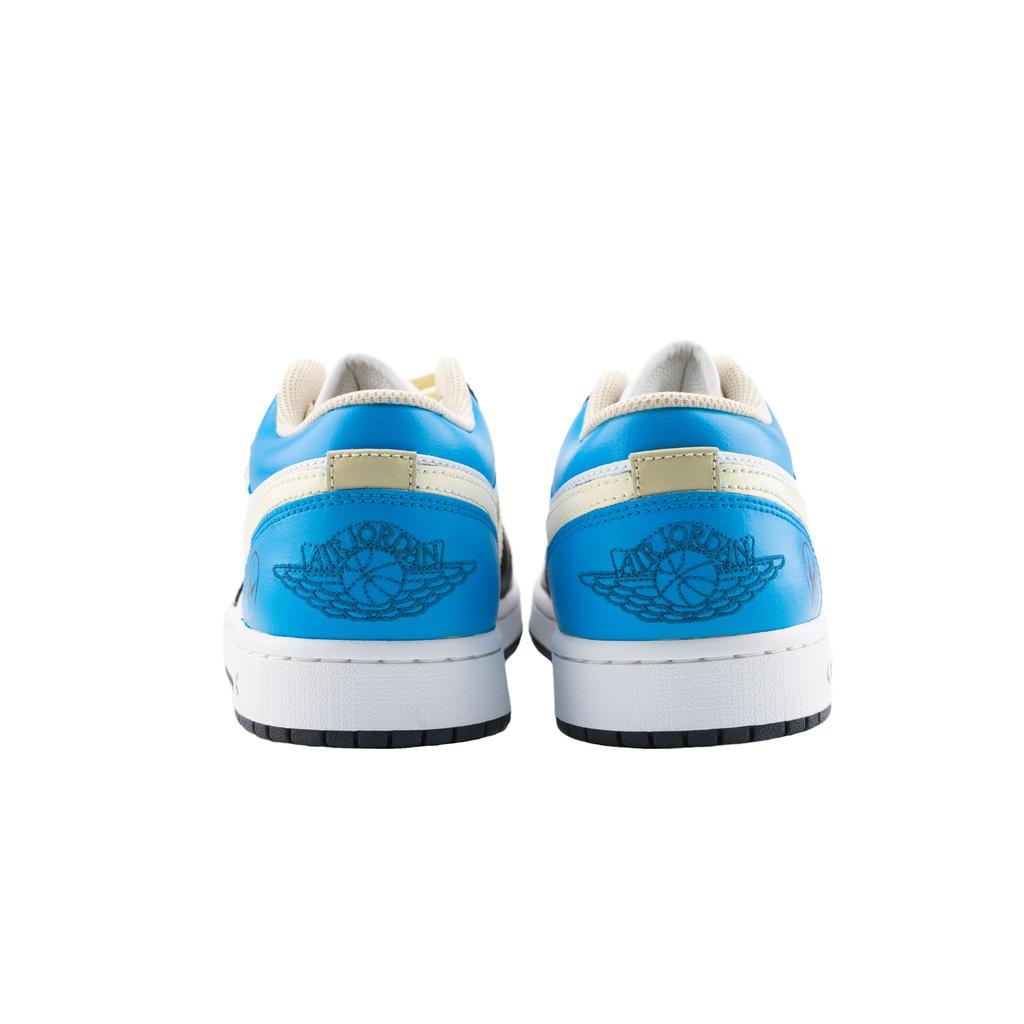 Jordan Air Jordan 1 Lightning 2.0 Abrasion Resistant Low Top Vintage Basketball Shoes Unisex White Blue Black 553558-153(Team626-2.0)