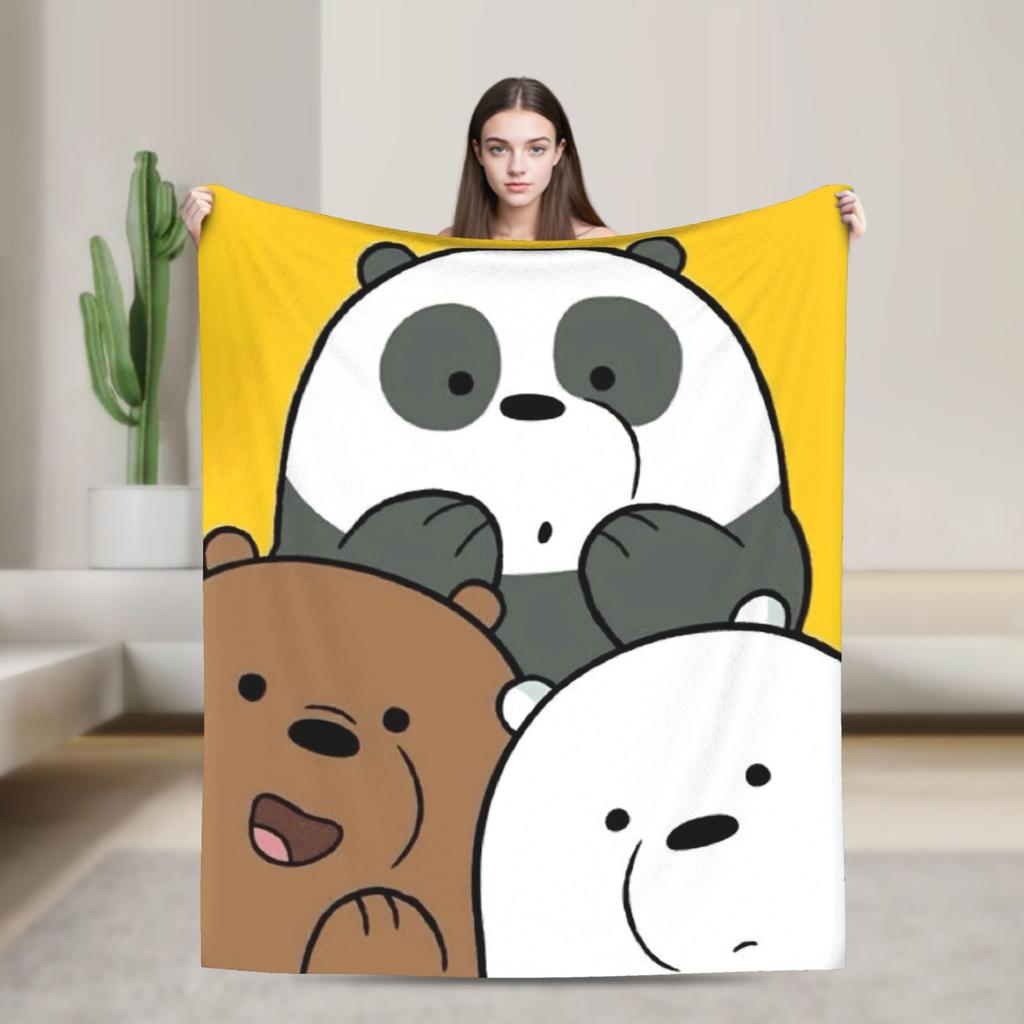 Warm Soft Blanket Camping We Bare Bears Somos Osos Bedding Throws Flannel Bedspread For Couch Bed Pattern Sofa Bed Cover