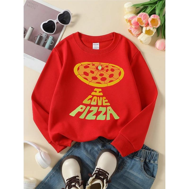 Kids Sweatshirt Round-Neck , Long-Sleeved , Crewneck Sweatshirt, Cute Print Sweatshirt, Soft Casual Sweatshirt, Easy-Care Pattern Outfit 110 красный