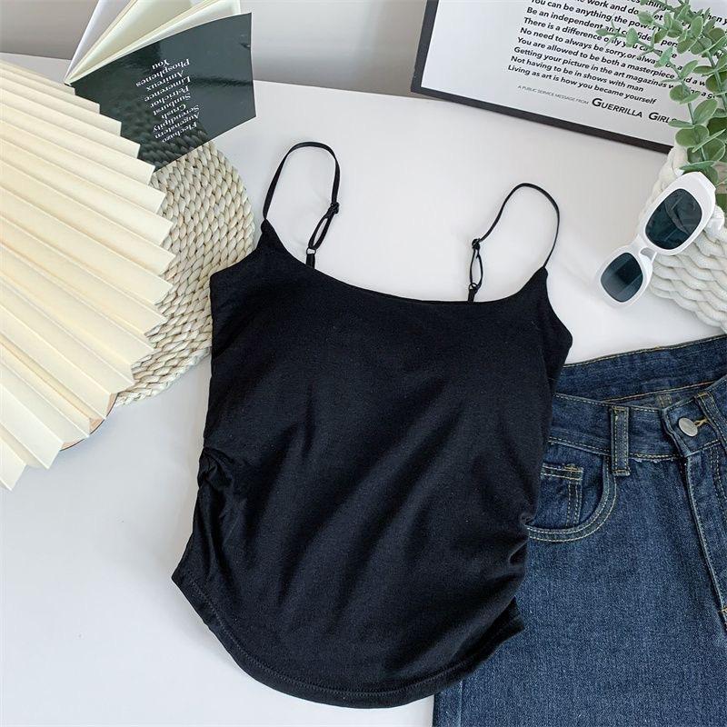 

Beautiful Strap Chest Pad Small Suspender Womens Summer Latest White Vest Outside and Inside Base Top XL чорний
