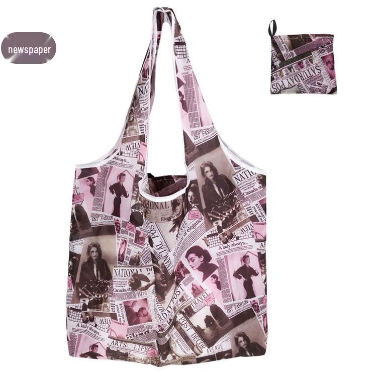 

Модная складная нейлоновая сумка для покупок большой вместимости - Портативная женская сумка-тоут через плечо для продуктов, смешанные цвета 10*35*38 cm