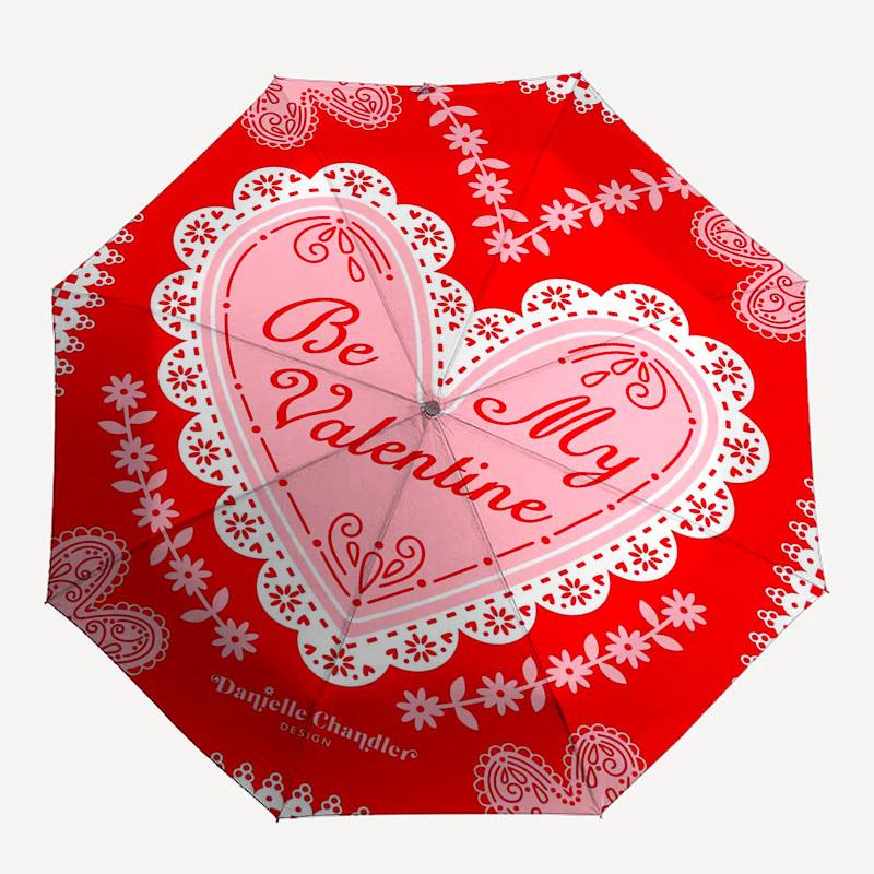 1pc Valentine's Day Card Design Umbrella with Plastic Handle,Suitable for All Seasons Home Travel Outdoor Umbrellaptys31074