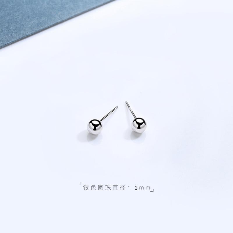 

S999 Sterling Silver Stud Earrings Polished Minimalist Mini Earrings for Healing Piercings Hypoallergenic Fine Silver Jewelry 2mm straight needle срібний