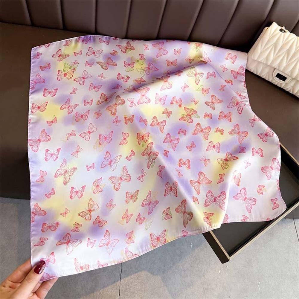 Breathable Small Square Scarf Sunscreen Printed Silk Scarf  Bag Accessories