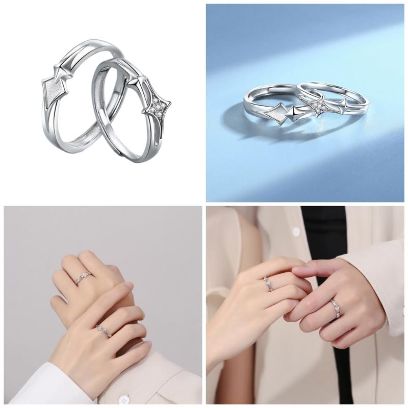 Romance Star Themed Couple Rings Representing Elegant Love Suitable For Anniversaries and Valentines Day Outfits