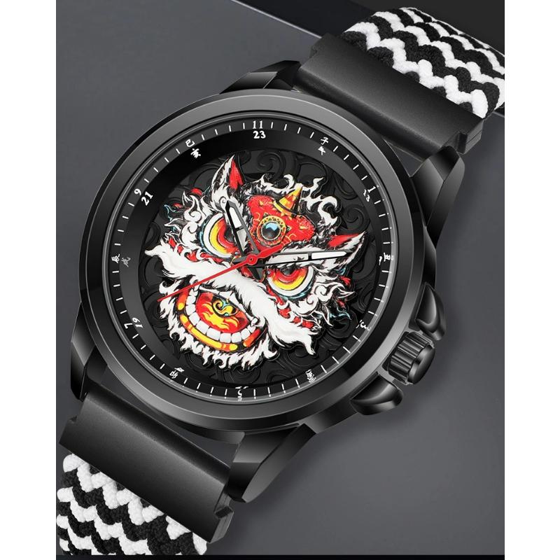 WLISTH Unique Creative Chinese Dragon Pattern Luxury Men's Watches Fashion Gift Brand Quartz Sport Silicone Wrist Watch