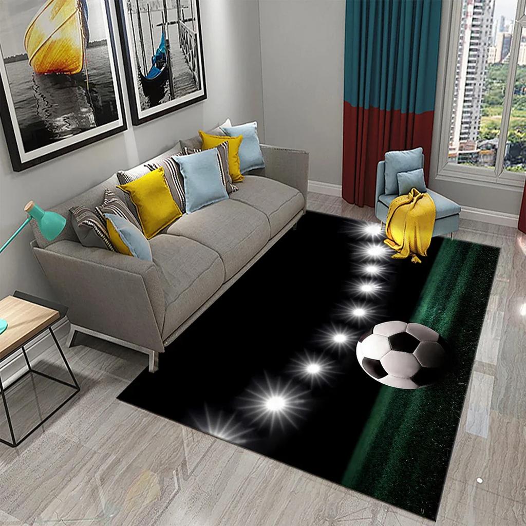 3D Football Pattern Carpet Living Room Large Carpet Children's Bedroom Kitchen Bathroom Entrance Anti-slip Home Decor Mat Carpet