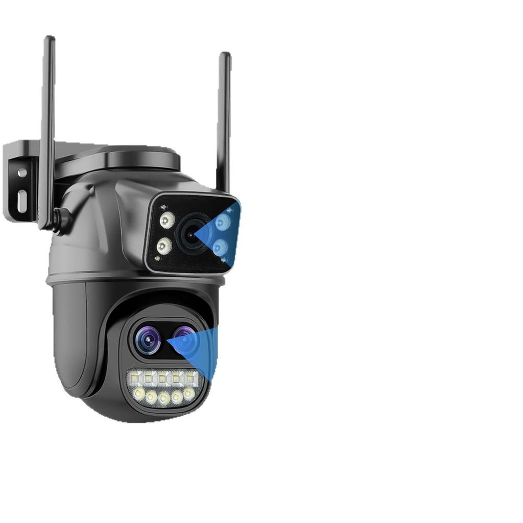 15MP HD Triple-Lens Outdoor PTZ Camera with Waterproof Build, WiFi, Full-Color Night Vision, 10x Zoom, and Two-Way Audio.