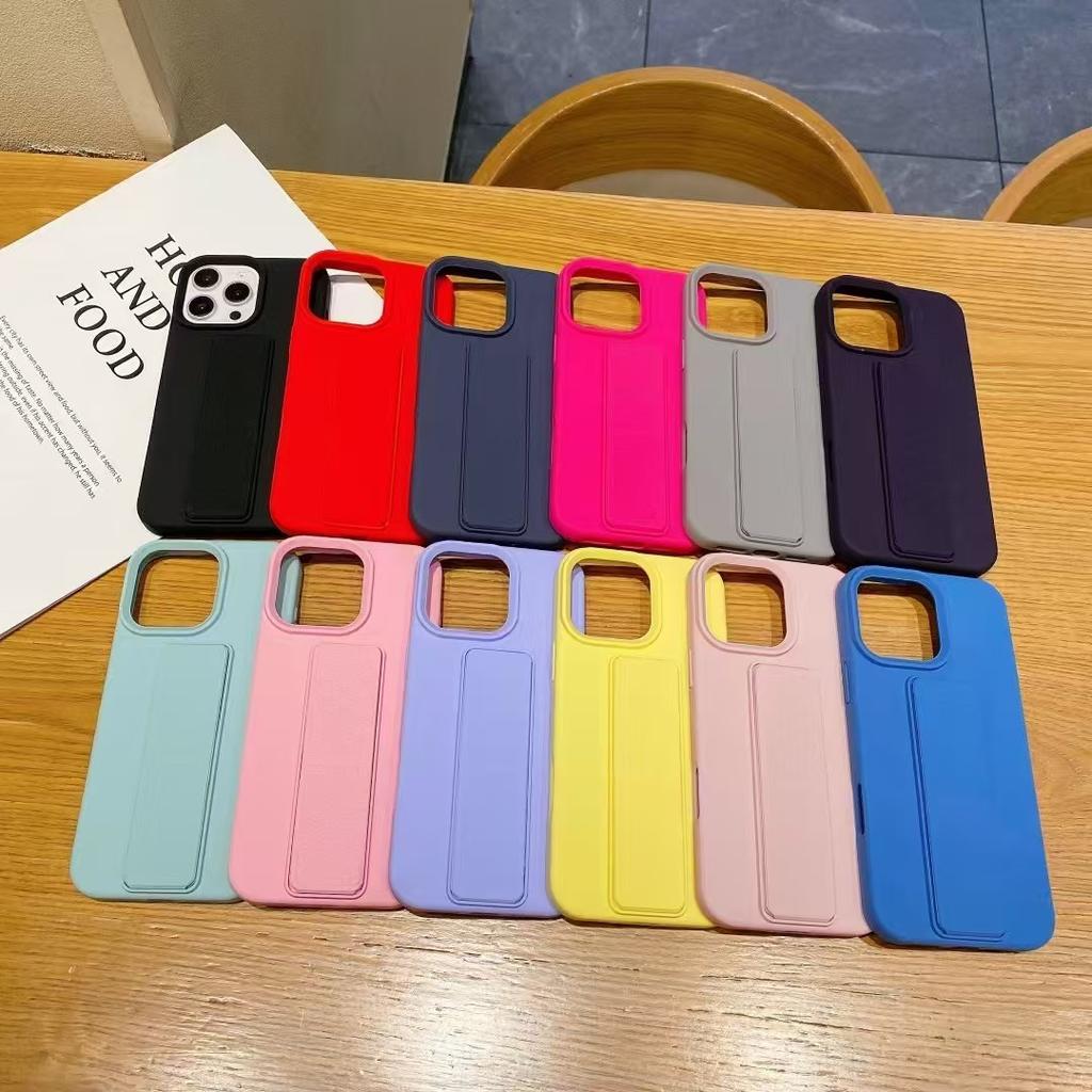 Suitable for Ip16promax Liquid Silicone Wristband Stand, Apple 15/14 Solid Color Protective Case