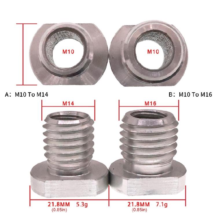 Efficient Power Tool Converters Screw M10 To M14 / M16 Angles Grinder Thread Adapter For Quick And Easy Size Switching