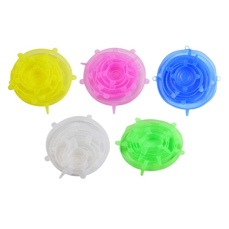 6PCs Silicone Food Covers With Smile Design Stretchable Efficient Lids Silicone Bowl Covers For Kitchen Storage
