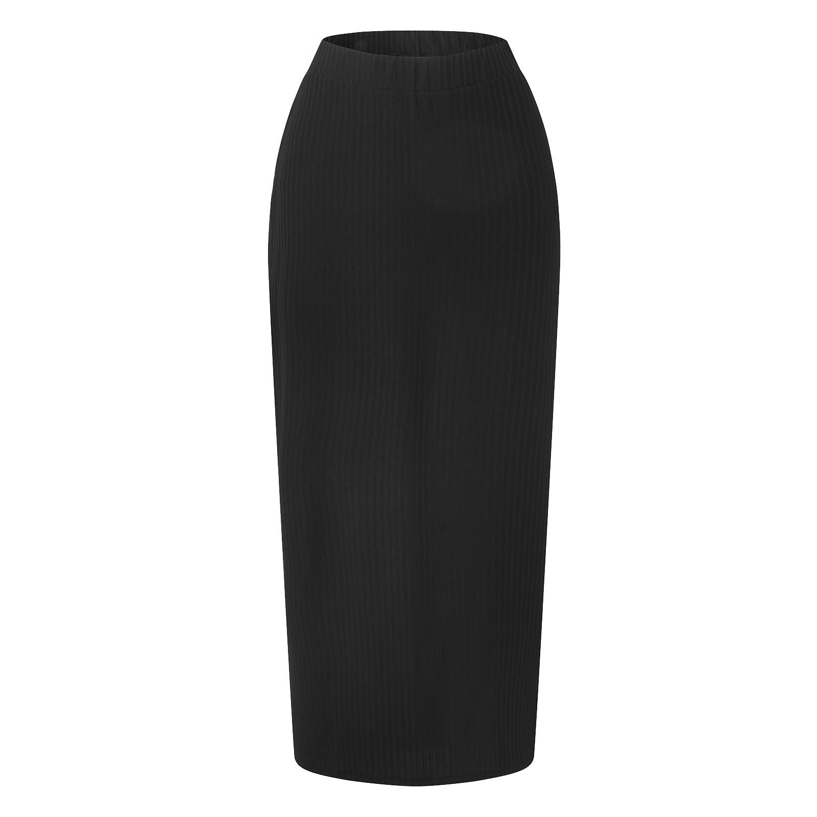 Модная женская однотонная драпированная юбка с высокой талией и эластичной талией — фото 7