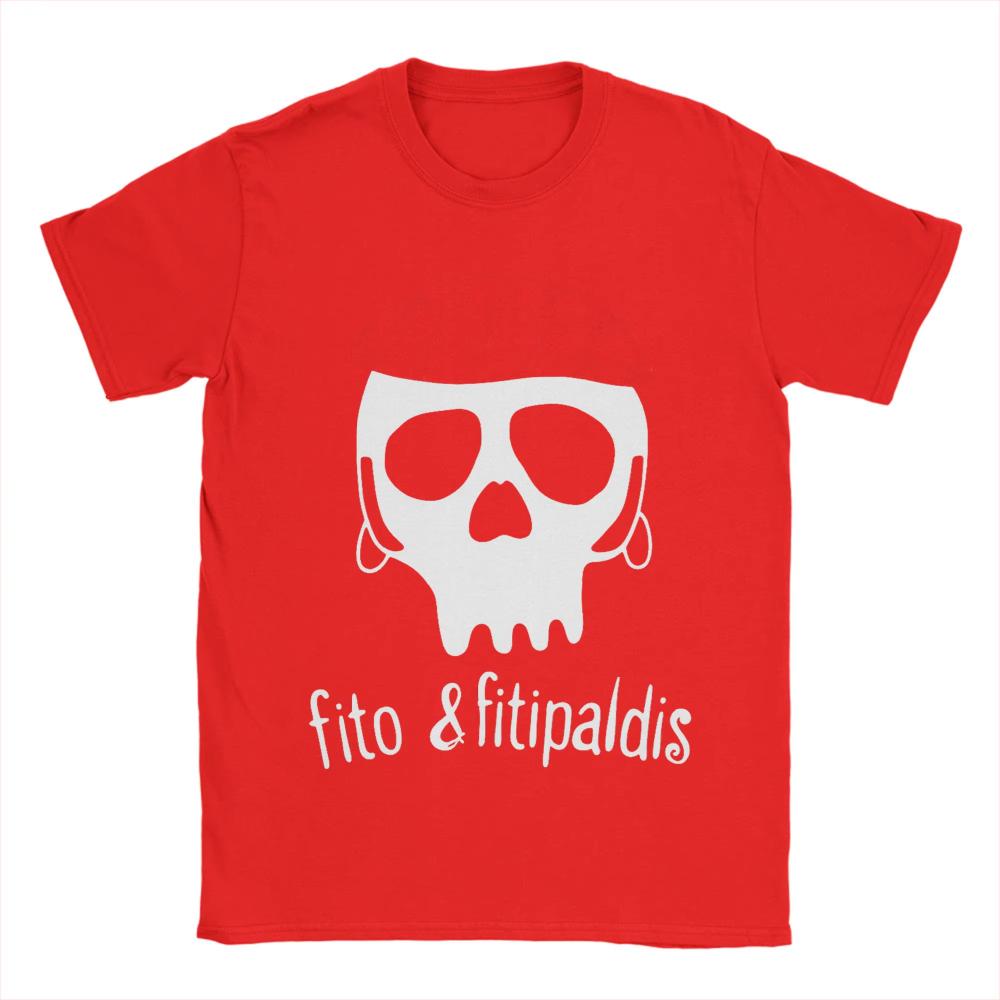T-Shirt Sommer Fito Fitipaldis Band Schädel mit rot karierter Baskenmütze Neuheit T-Shirts Baumwolle Herren Damen