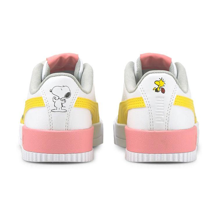 PUMA Peanuts X  Carina Series Casual Lightweight Durable Low-Top Kids Skate Shoes Kids skate shoes White Yellow Pink 381877-01