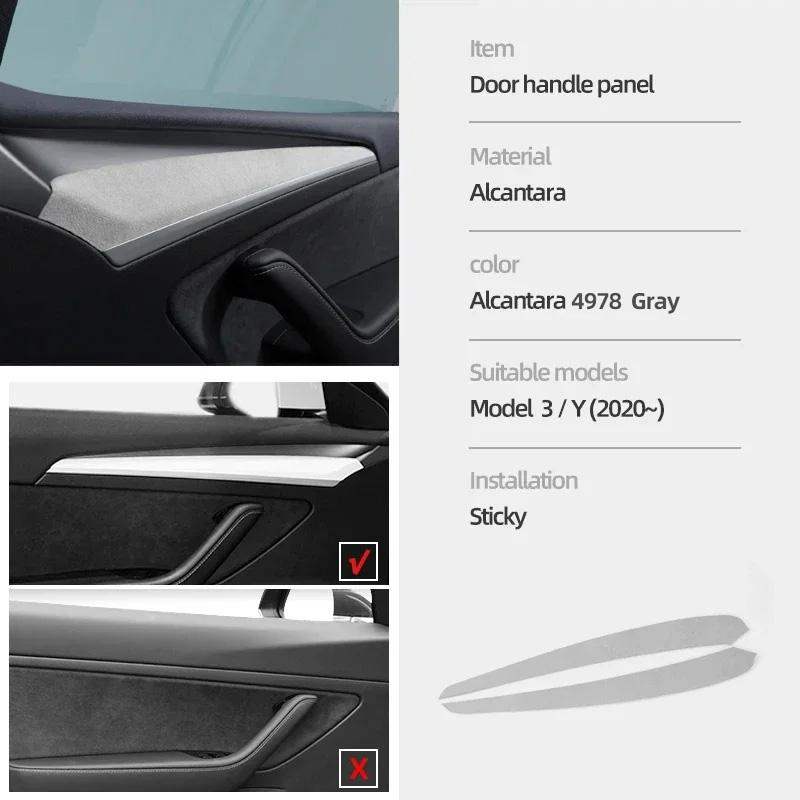 Betterhumz For Tesla Model 3 Y     Car Dashboard Trim Sticker Door Panel Made of Alcantara Tuning Accessories