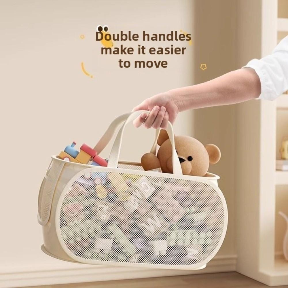 with Handle Doll Storage Basket Sub Block Design Stuffed Toys Organizer  Household Use