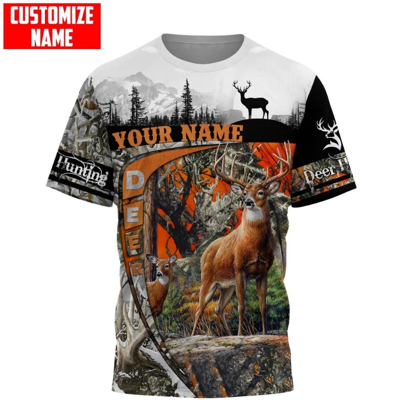 Personalized Name Wolf / Deer Hunting 3D All Over Printed Men's Fashion t shirt Summer Unisex Casual short sleeve T-shirt TX299