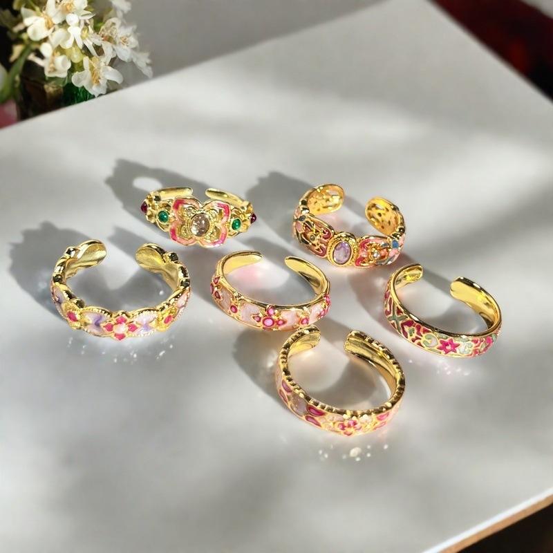 National Tide Style Enamel Color Dripping Oil Opening Ring, Sweet And Cool Retro Niche Temperament, Light Luxury, High-End Sense, Exquisite Ring.