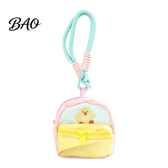Macaron Color Headphone Case Small Coin Purse, Style Mini Backpack Pendant with Lanyard, Lightweight Durable Fabric Purse Pouch Double Zippered