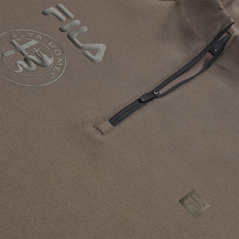 FILA Ski Series Fashionable Casual Sports Comfortable Fleece Warm Knitted Long Sleeve T-Shirt Men Tops Dark-Brown Gray A11M546204FBG