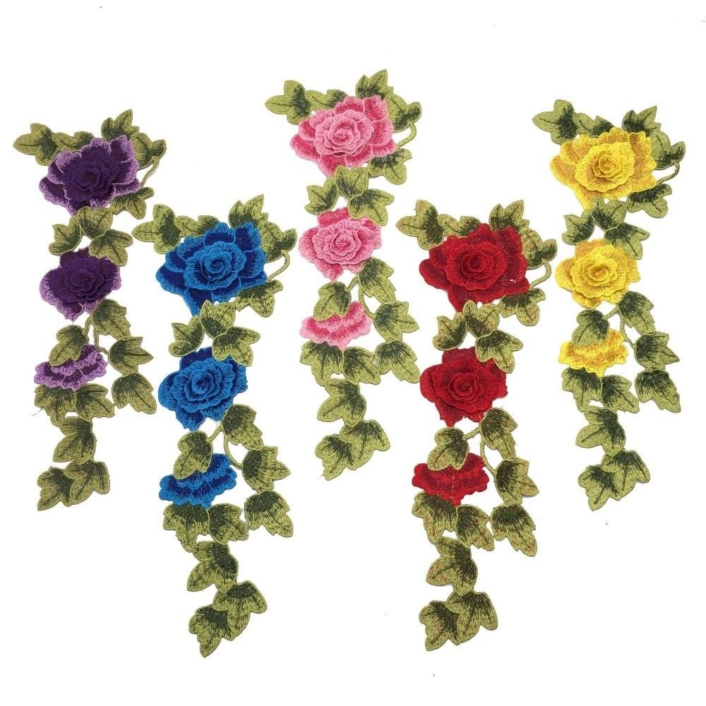 DIY Handmade Embroidery Floral Leaves Appliques Polyester Fiber Floral Patches Wedding Decoration