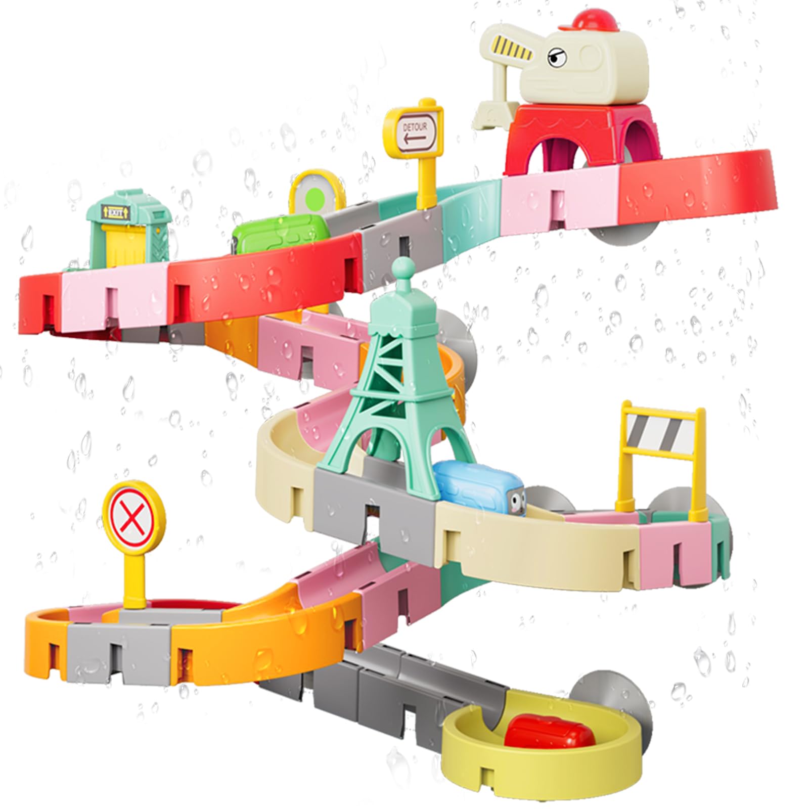 

HUAJUN Bath Toy Dinosaur Water Play Shower Pool Interaction Easy to Assemble Easy to Play Orbital Water Toy Educational Toy for Boys and Girls 43PCS