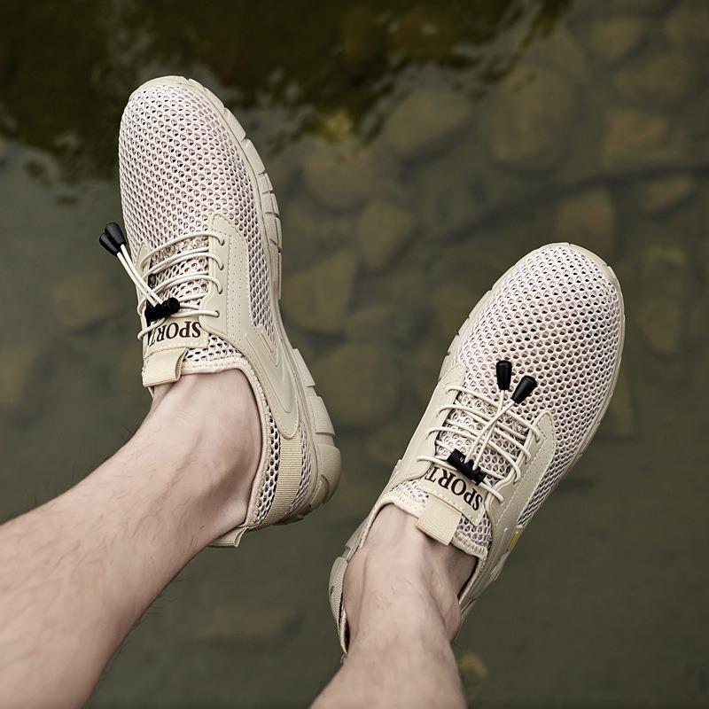 Men's Casual Sports Shoes Large Size Summer Mesh Shoes Hollow Breathable Outdoor Casual Shoes Creek Shoes