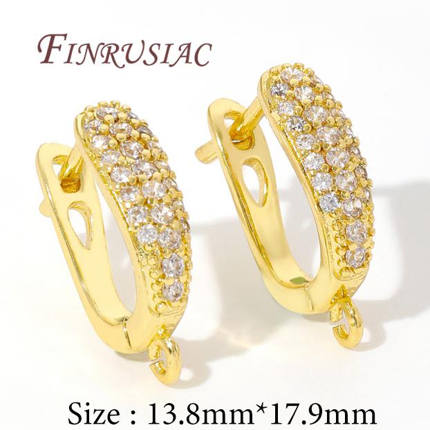 18K Real Gold Plated Crystal Zirconia Earring Hooks Clasps,Shvenzy Earwires,Fasteners For Earrings,DIY Earring Accessories