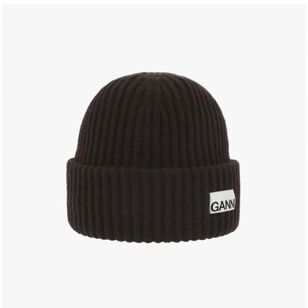 Ganni Structured Beanie With Logo Patch B3020019